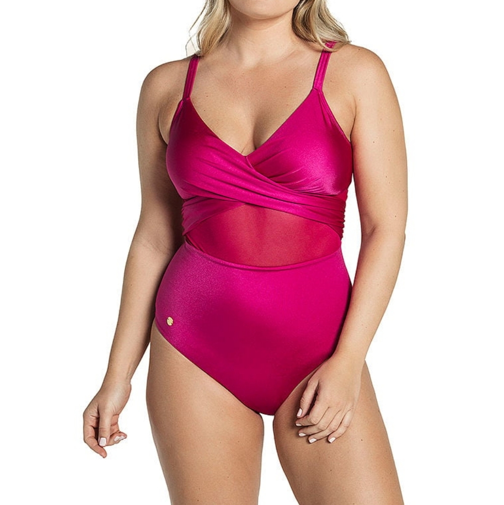 LEONISA SHAPEWEAR Cross-Front One-Piece Slimming Swimsuit